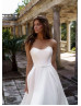 Strapless White Beaded Lace Satin Classic Wedding Dress